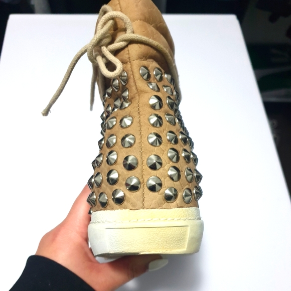 Jeffrey Campbell AUS10 tan leather hitop sneakers - Picture 7 of 11